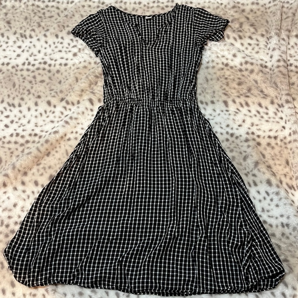 black and white plaid dress